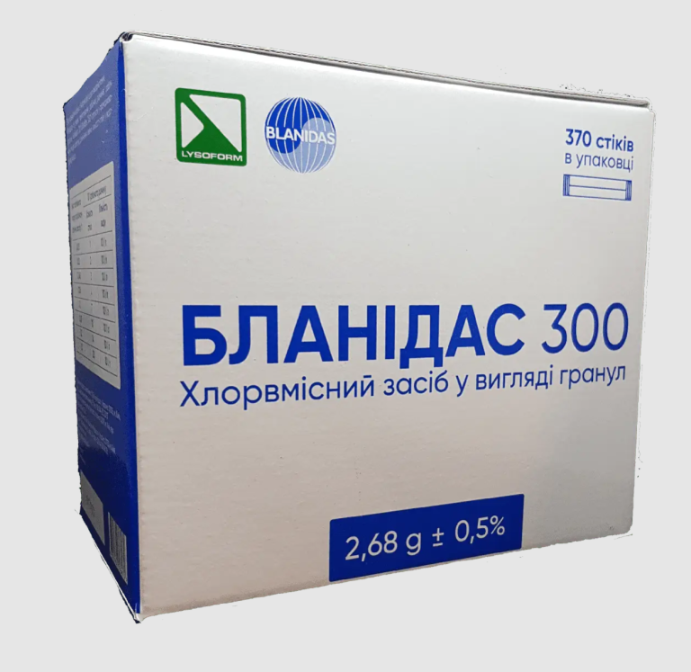 Бланідас 300 (Blanidas 300) — хлорвмісний дезінфікуючий засіб у гранулах (стіки), 370 шт (ВМП