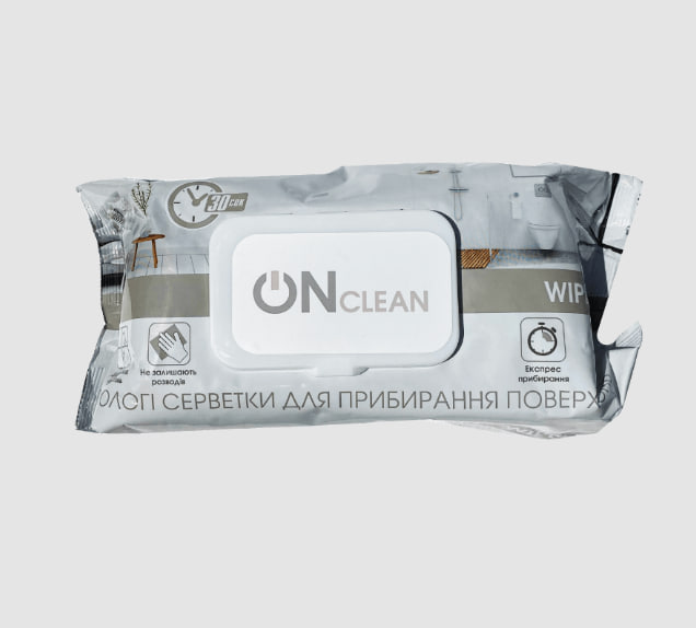 Серветки для прибирання «ONclean wipes» в м‘якій упаковці, 120 шт